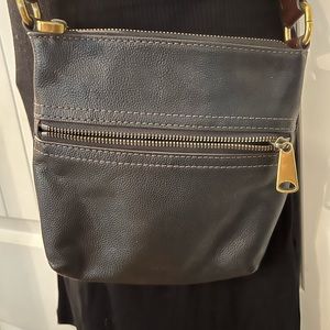 Fossil Crossbody Bag Pebbled Black Leather